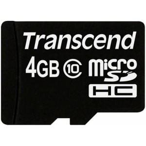 Card de memorie MicroSD 4GB Class 10 cu adaptor SD  Transcend TS4GUSDHC10 